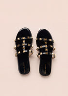 Black Rockstud Flat Slides