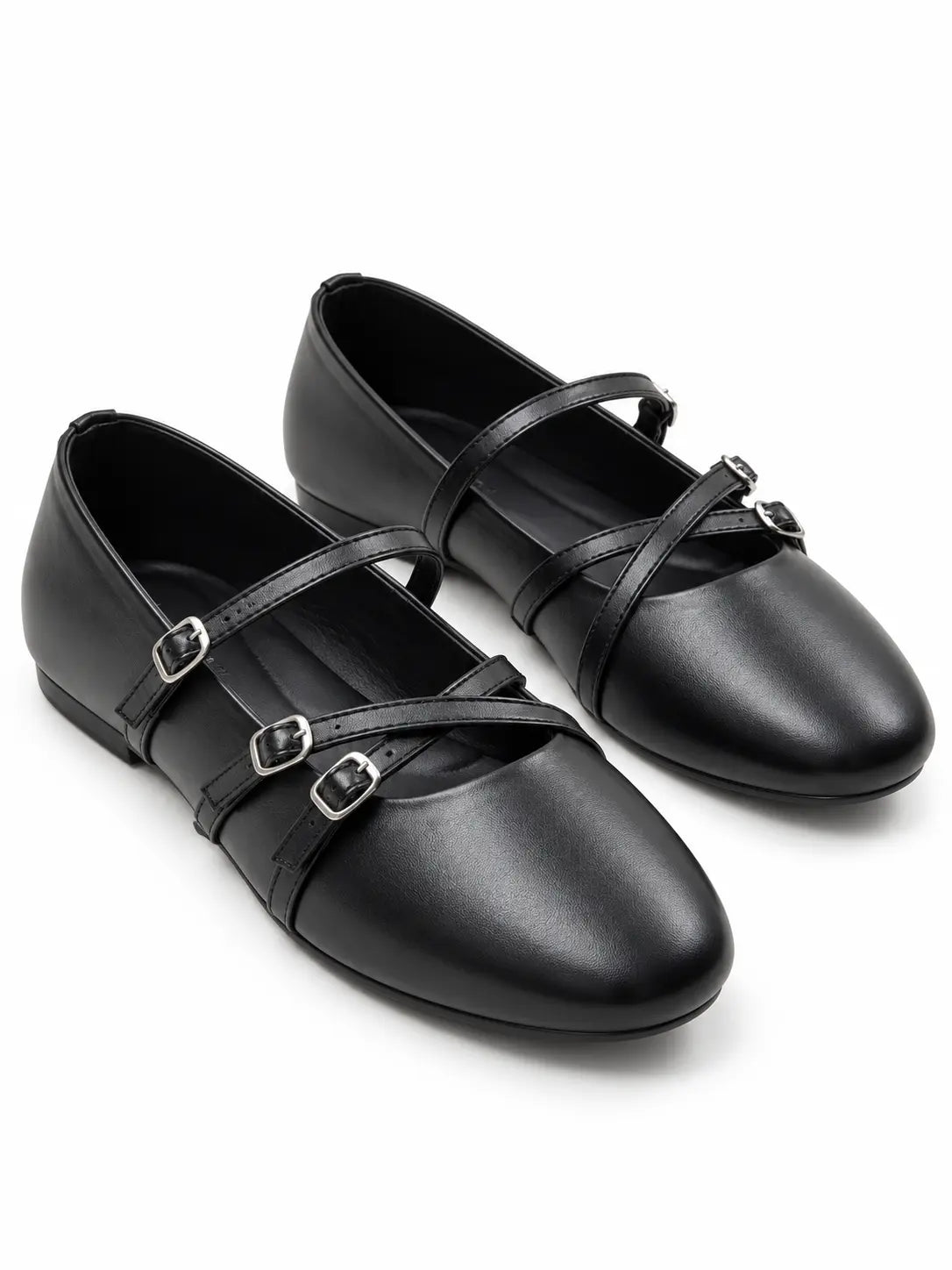 Black Triple Strap Mary Janes