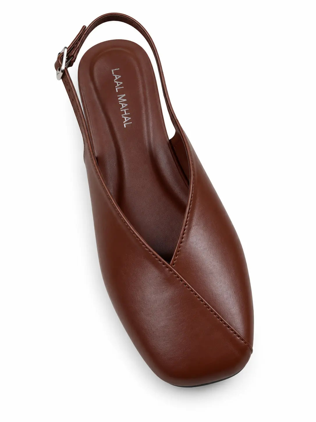 Brown Square Toe Slingback Flats