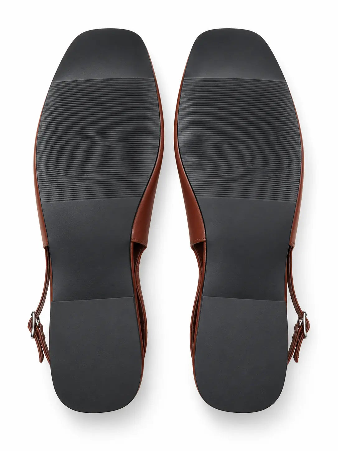 Brown Square Toe Slingback Flats