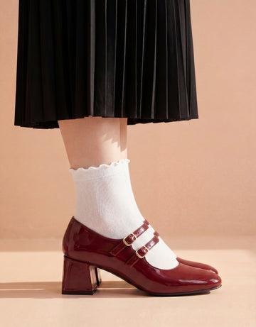 Maroon Mary Janes Heels