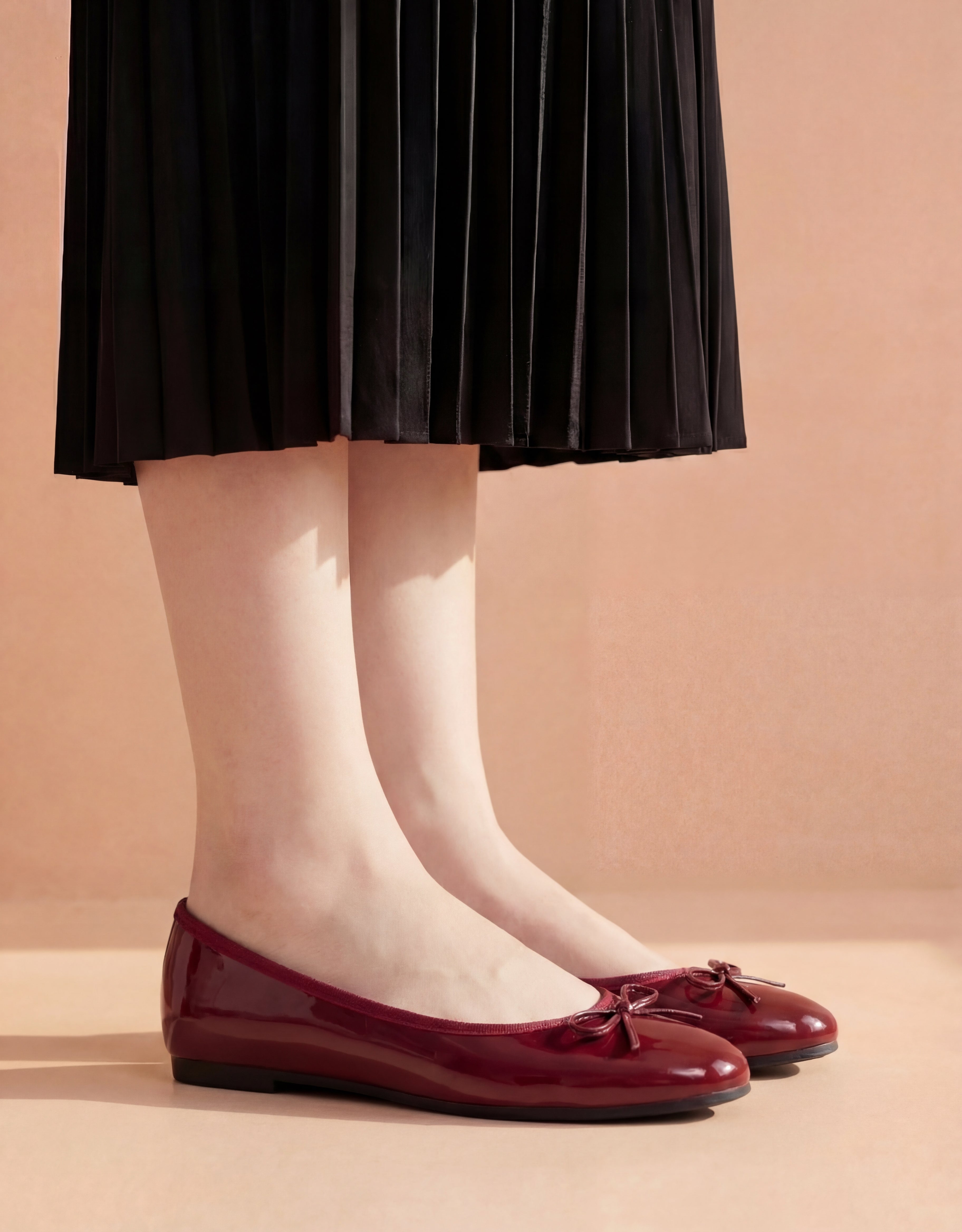 Bowknot Maroon Glossy Pumps