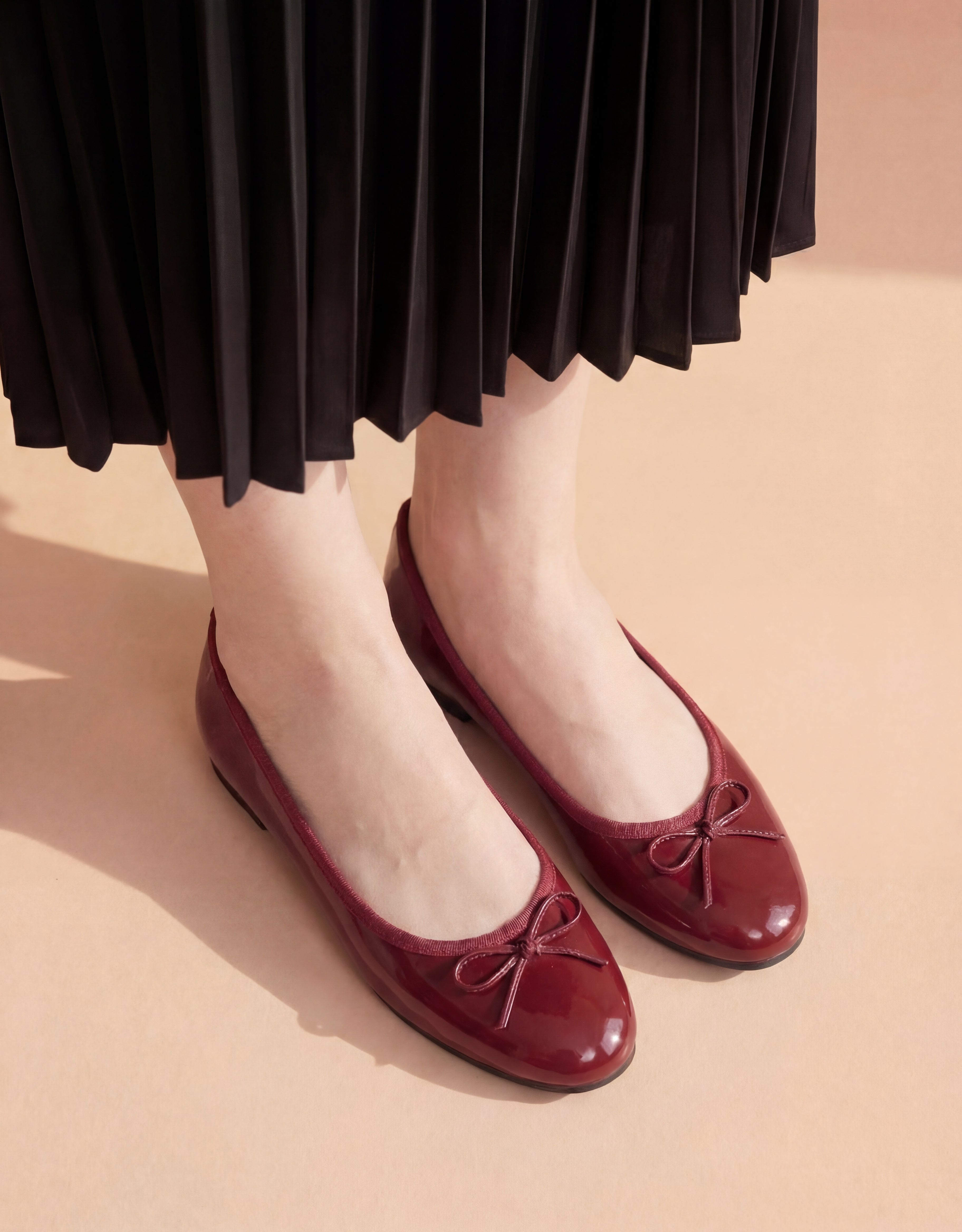 Bowknot Maroon Glossy Pumps