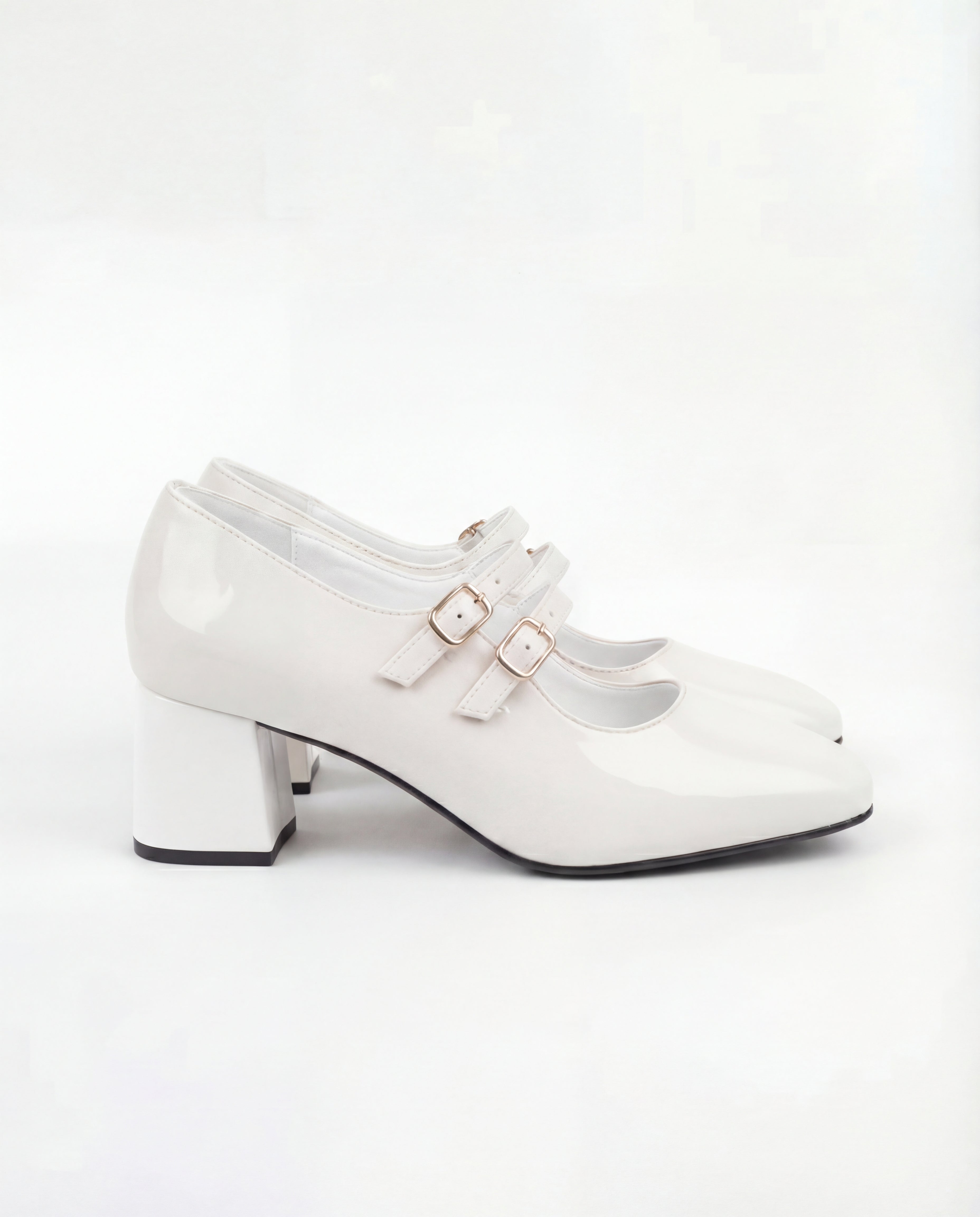White Mary Janes Heels