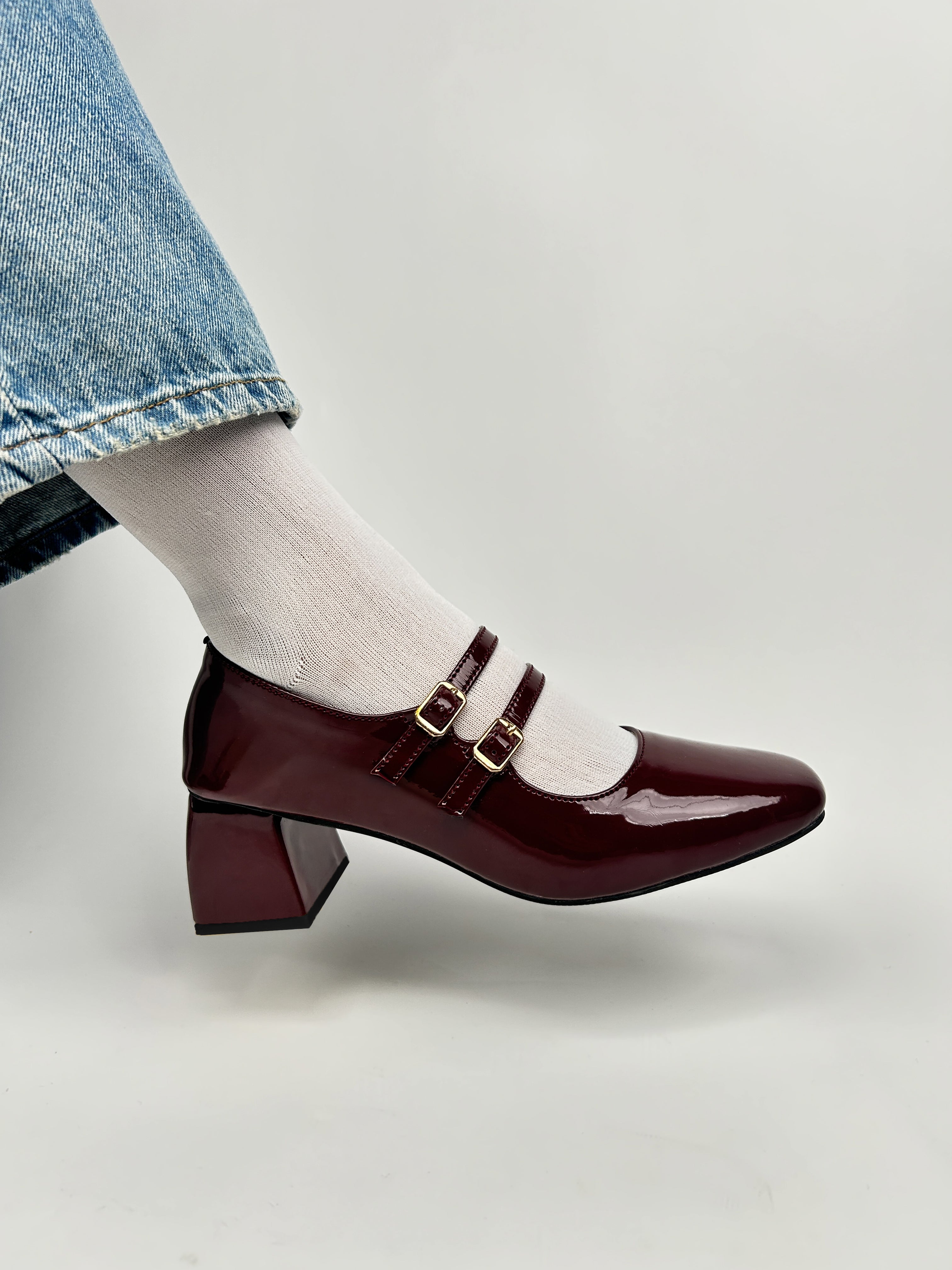 Maroon Mary Janes Heels