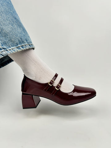 Maroon Mary Janes Heels