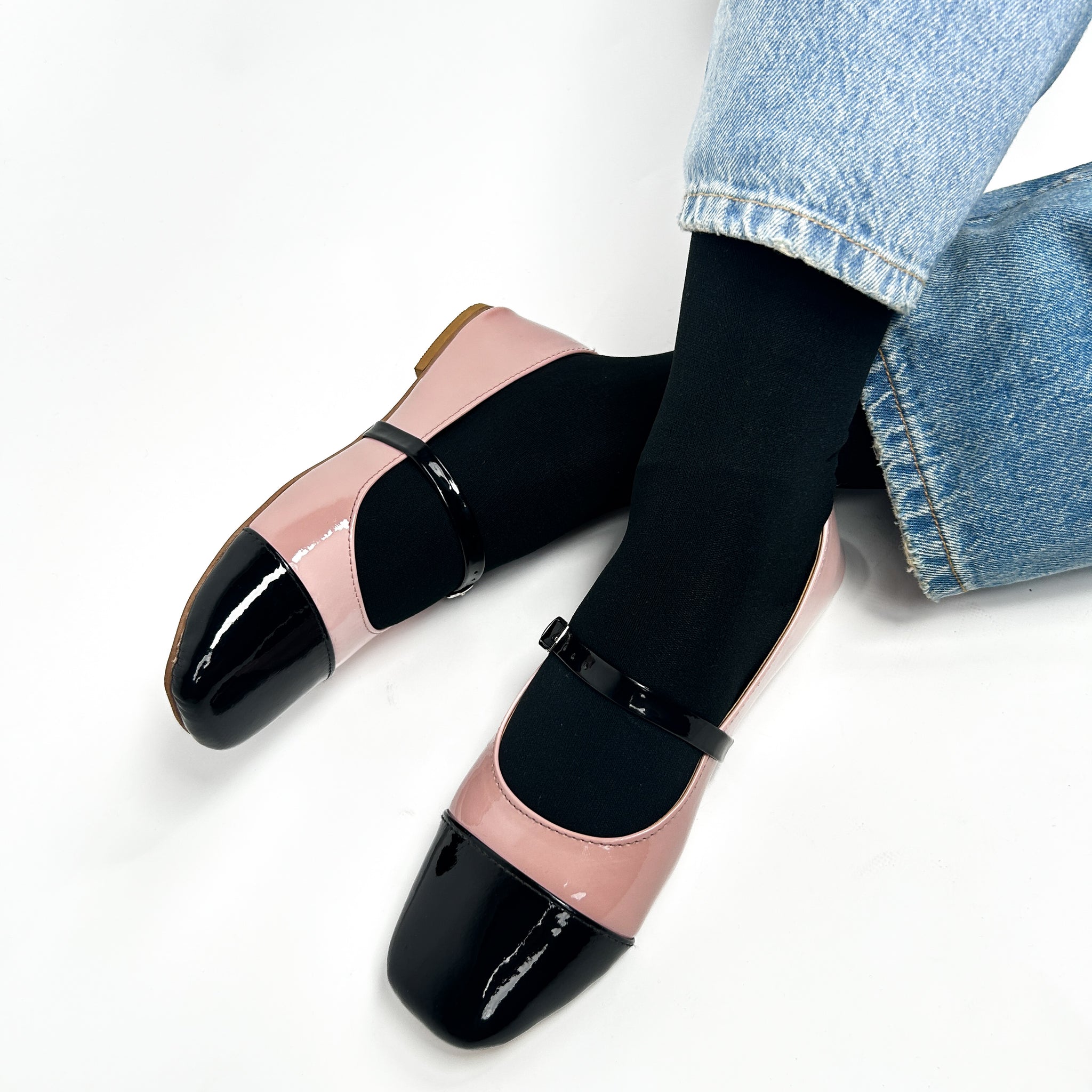 Pink & Black Two-Tone Mary Janes