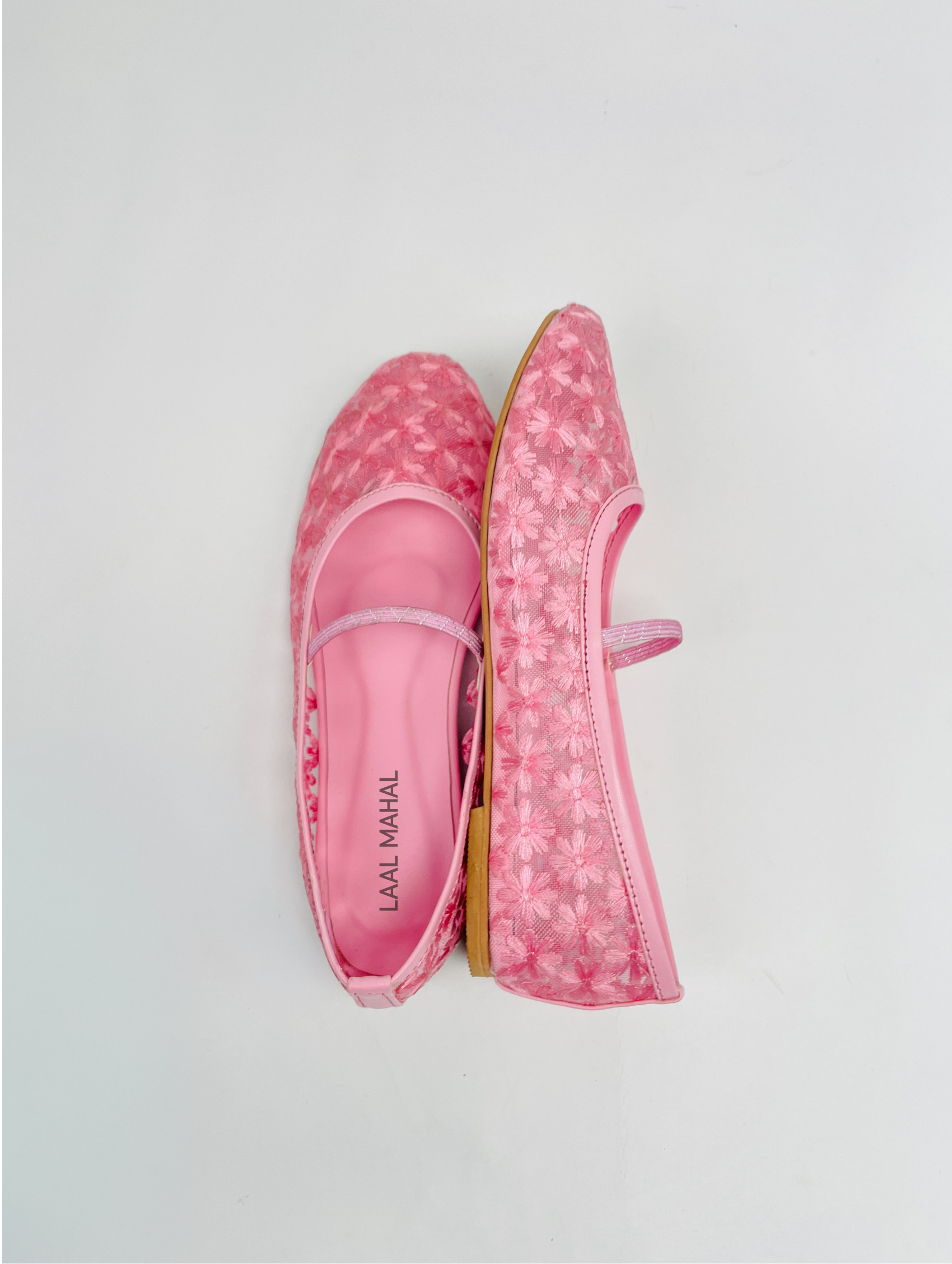 Pink Floral Embroidered Mary Janes