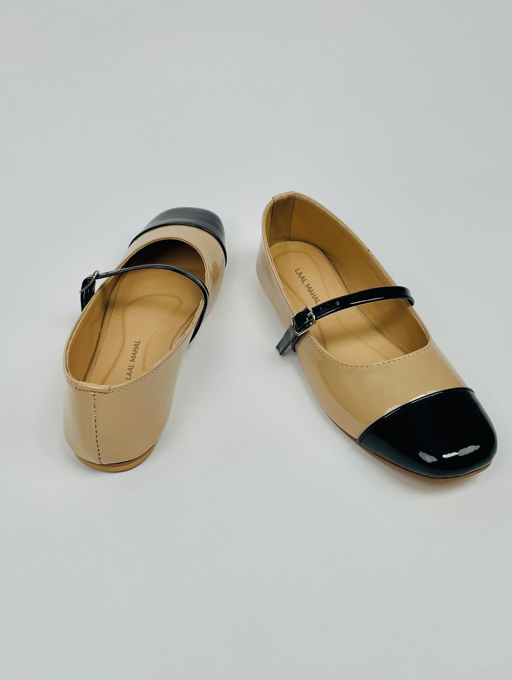 Beige & Black Two-Tone Mary Janes