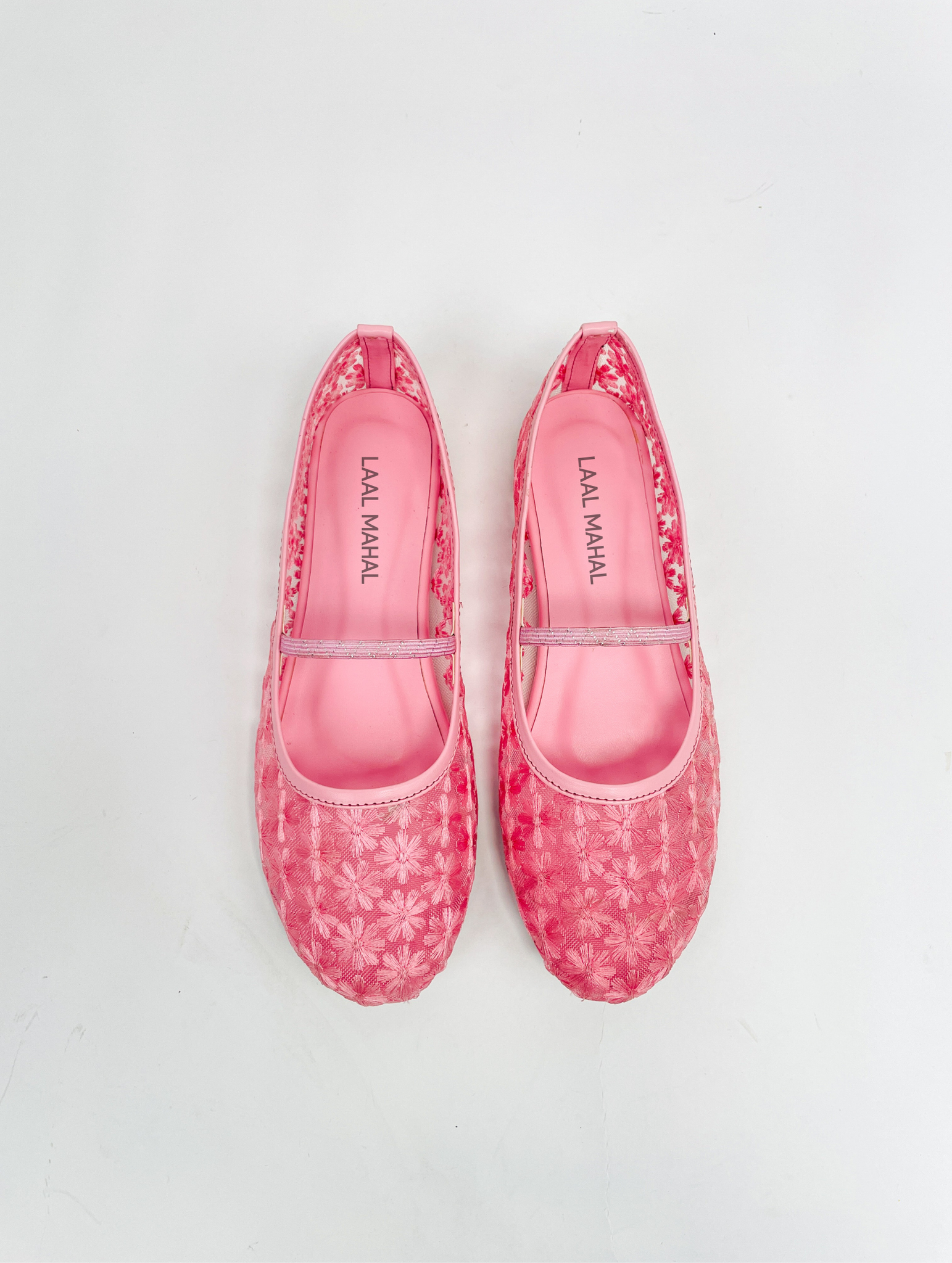 Pink Floral Embroidered Mary Janes