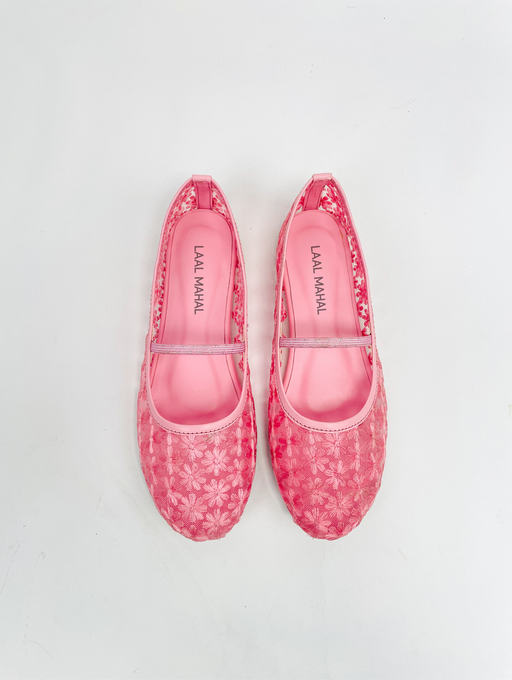 Pink Floral Embroidered Mary Janes