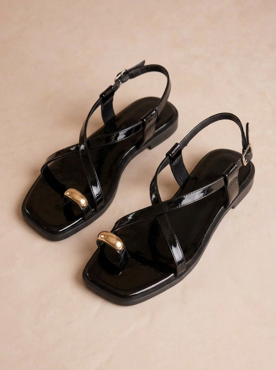 Black Charm cross strap flat sandals on feet women Pakistan – Laal Mahal