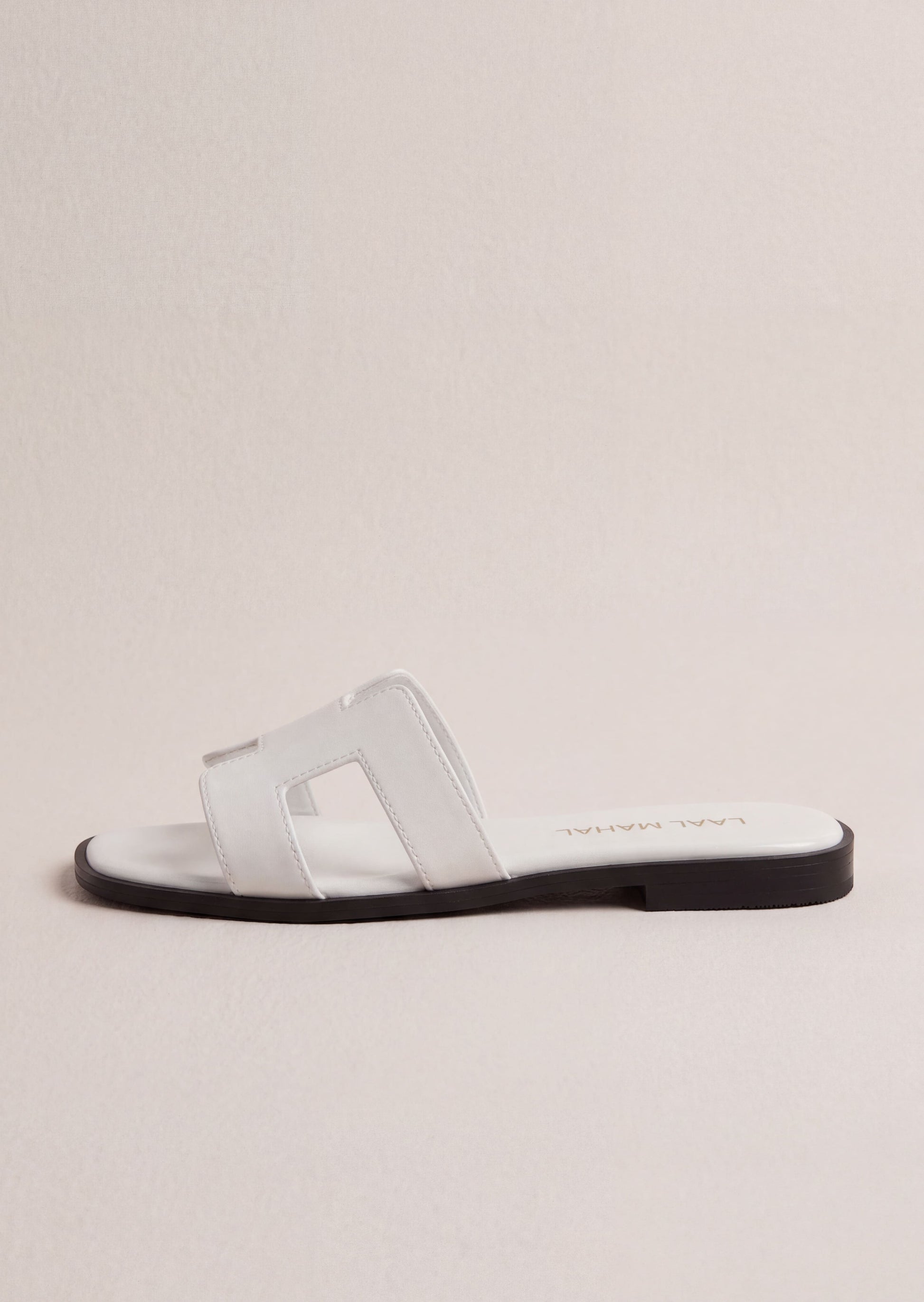 Pearla white patent slide flat shoe single side view women Pakistan – Laal Mahal