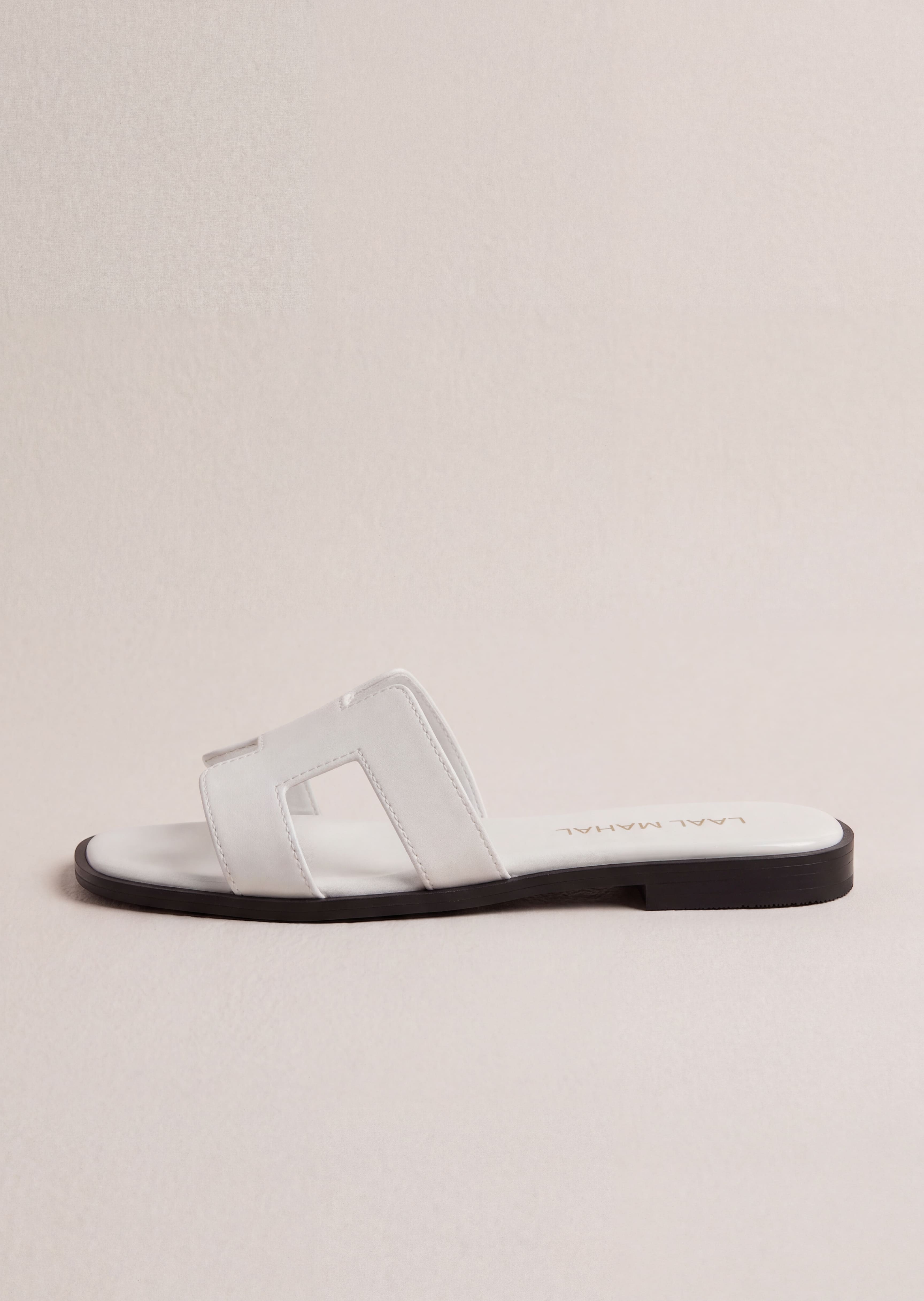 Pearla white patent slide flat shoe single side view women Pakistan – Laal Mahal