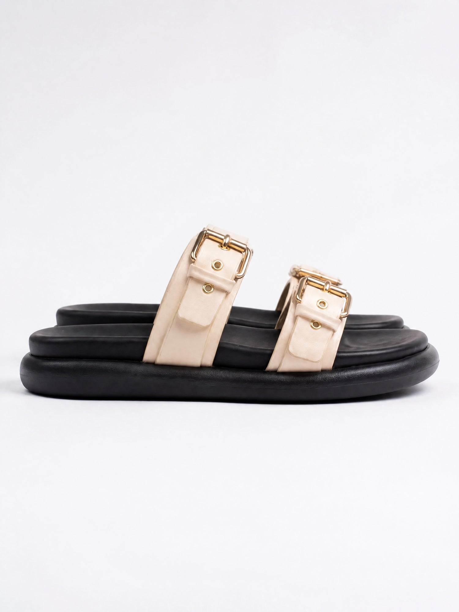 Ivory Double Buckle Sandals