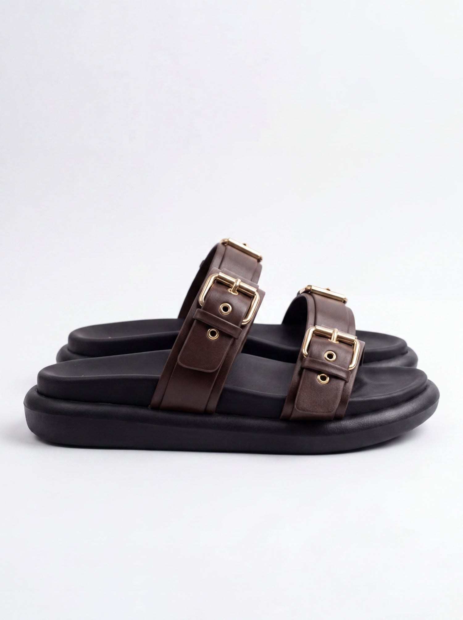Cacao Double Buckle Sandals