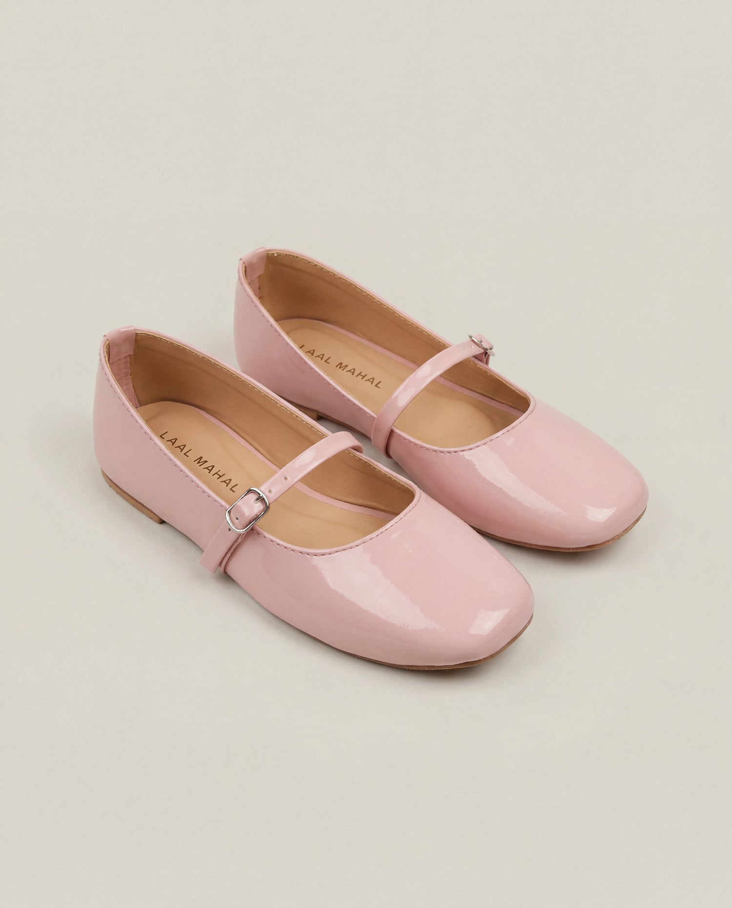 Soft pink Mary Jane flat shoes side profile view – Laal Mahal