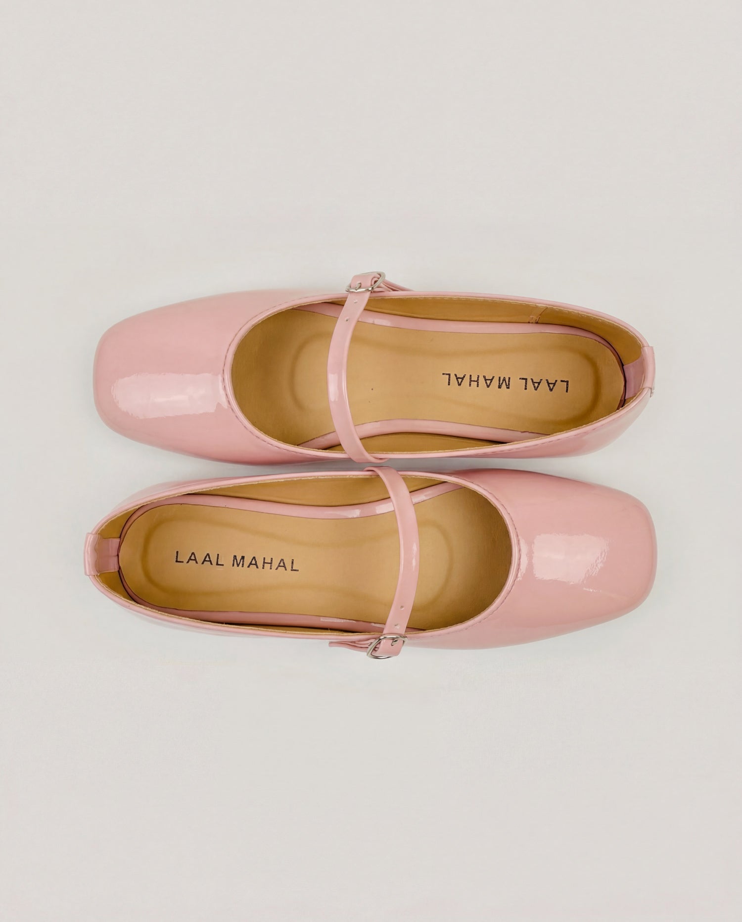 Soft pink Mary Jane flat shoes top view – Laal Mahal Pakistan